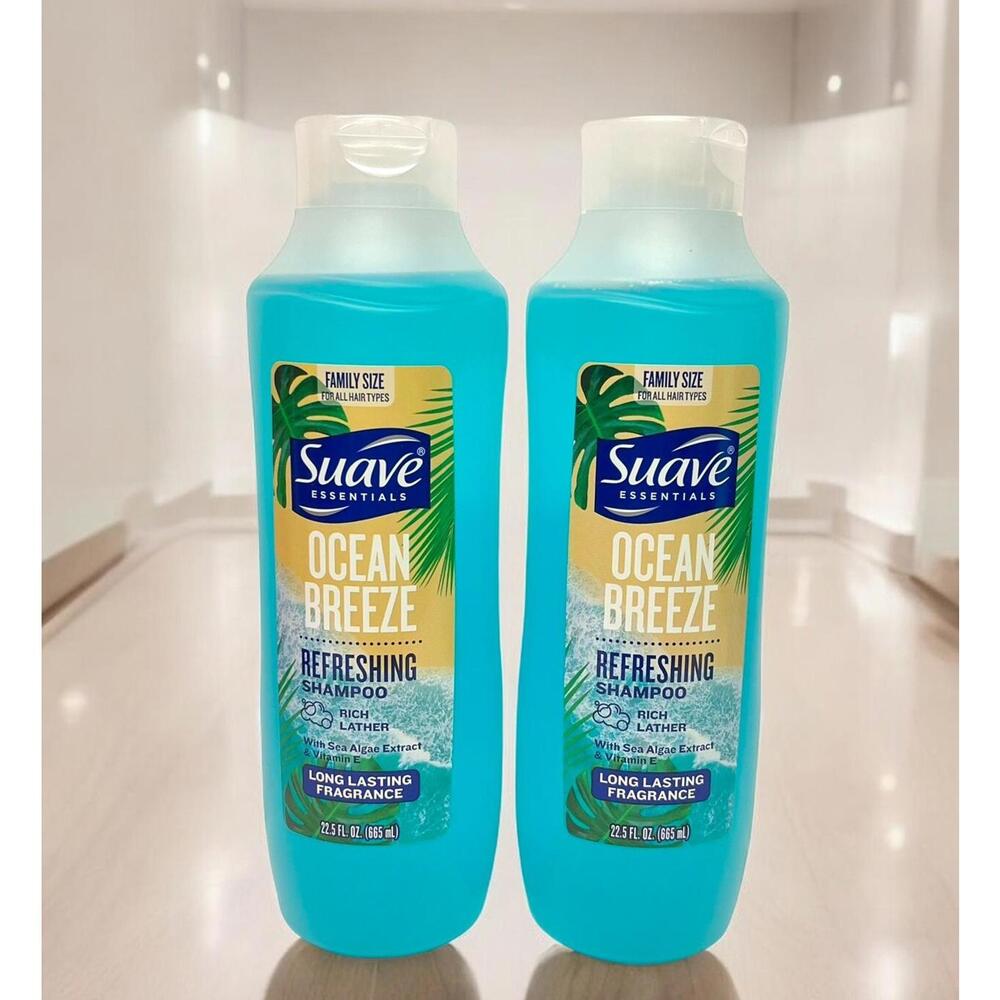 Suave Essentials Ocean Breeze Refreshing Shampoo 22.5oz Family Size 2 Pack